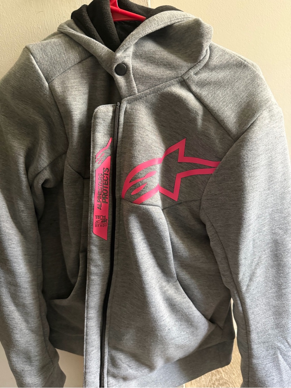 Alpinestars Gray Hooded Jacket with Pink Logo